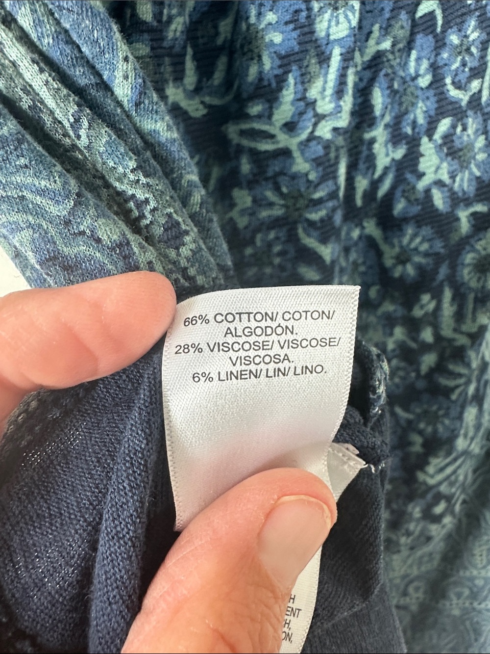 Lucky Brand Blue Boho  Patterned V-Neck Short Sleeve Tee Top Small - Picture 6 of 6